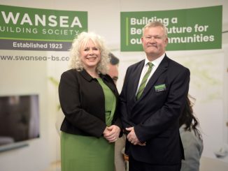 Sioned Jones and Alun Williams of Swansea Building Society - sponsor of the Carmarthenshire Business Awards.