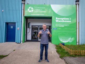 CES ambassador, Jonathan Davies, stood outside the new Treorchy facility.